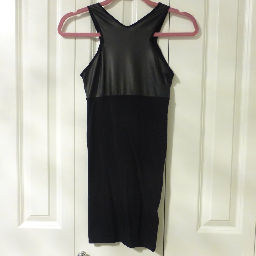 BEBE black stretchy bodycon mixed texture mini dress - Picture 2 of 5